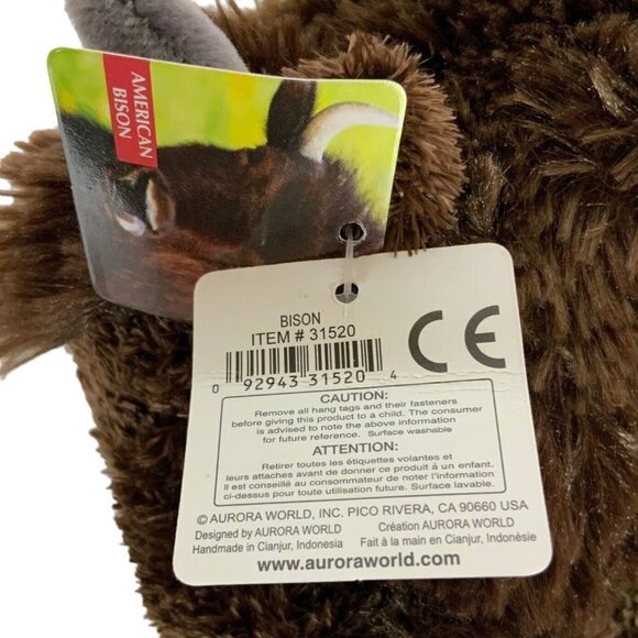 Aurora World American Bison Plush 12 inch Stuffed Animal Brown Buffalo 2018 NEW - Picture 9 of 9